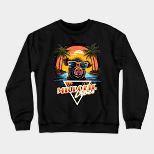 Retro Wave Happy Micro Pig Vibes Crewneck Sweatshirt